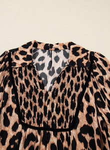 Dear-Lover Abito Midi Elegante Casual con Maniche Lunghe, Stampa Leopardata e Dettaglio Arricciato, Vendita all'Ingrosso - Product Image 4