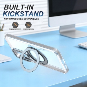 Funda Magnética Transparente para Teléfono Samsung S26 S22 S23 S24 S25 Ultra Plus FE con Protección de 360 Grados, Venta al Por Mayor °   Funda a prueba de golpes con soporte de anillo metálico - Product Image 3