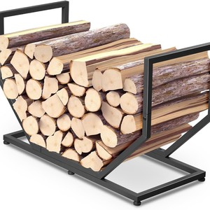 <b>Firewood</b> Storage <b>Rack</b> Carbon Steel Black Indoor Outdoor Fireplace Accessory - Product Image 1