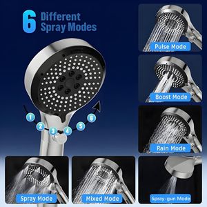Soffione doccia filtrata ad alta pressione 6 modalità di spruzzatura con pulsante ON/OFF - Product Image 4