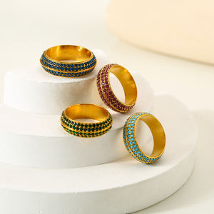 चार पंक्तियों ने 5a जिरकॉन ब्लू टर्नक्विज़ रंगीन जिरकॉन भारी उद्योग रिंग स्टेनलेस स्टील लक्जरी अंगूठी वाली महिलाओं के लिए - Product Image 2