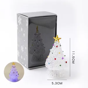 Clear Design Custom Kleurrijke Sneeuwbollen Kerst Glazen Beeldje Met Led Licht