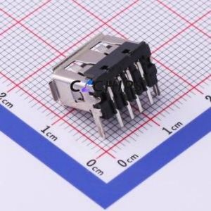 909-251A1023D10100 USB Connector Bent Lead Through Hole Connector Type-A USB 2.0 Female Right Angle Insert - Product Image 2