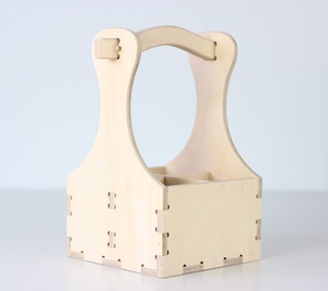 Panier cadeau en bois pour 4 bouteilles, en contreplaqué CNC, avec poignée sablier, pour vin et bière, gravure personnalisée OEM, Vietnam - Product Image 1