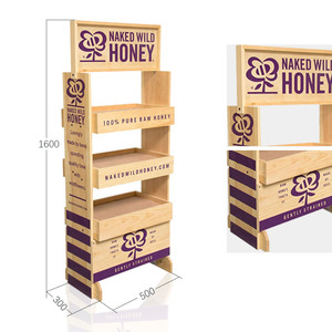 <strong>Customizable</strong> Store Wooden Honey Display Rack with Floor Stands and <strong>Shelf</strong> <strong>Unit</strong> - Product Image 4