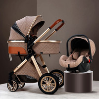 Best Well Poussette bébé 3 en 1 Poussettes légères de luxe Poussette bébé pliable et potable avec siège auto