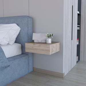 Light Gray Wall Mounted <b>Floating</b> <b>Nightstand</b> For Bedroom Storage Shelf - Product Image 1