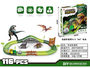 Dinosauri treno giocattoli, 216 pz dinosauro corsa auto parco pista con 7 dinosauri Jurassic dinosauro mondo, molteplici tracce di cambiamento - Product Image 5