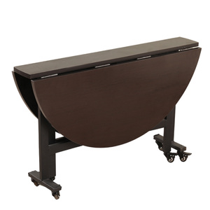 Wooden Modern Home Furniture Apartment Unit <strong>Canteen</strong> Round Folding Dining <strong>Table</strong> with Wheels for Hotel/Villa Use - Product Image 2