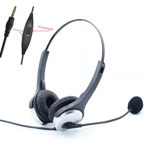 2.5毫米3.5毫米插头双耳耳机，带降噪麦克风，用于呼叫中心、PC、笔记本电脑和其他设备