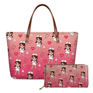 Carino leggero cartone animato infermiera Medicine borse e borse da <span class=keywords><strong>donna</strong></span> Casual a tracolla con <span class=keywords><strong>portafoglio</strong></span> lungo in pelle sintetica <span class=keywords><strong>rosa</strong></span> - Product Image 2