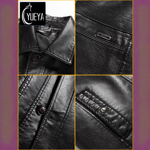 Nouveaux hommes High Street imperméable doublé polaire épaissi grande taille fourrure ample un papa veste en cuir fermeture éclair avant ODM - Product Image 3