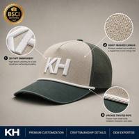 Gorra Trucker de Lona Lavada Estilo Vintage KH con Logotipo Personalizado OEM, Gorra Snapback de 5 Paneles con Malla, Fábrica BSCI