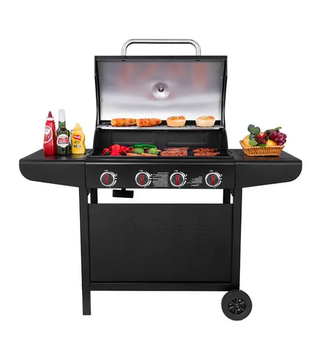 Outdoor Party Stainless Garden Commercial Bbq Gas Grill Party Barbecue Machine With Trolley