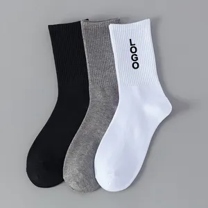 Calcetines de algodón con logo para hombre y mujer, calcetín unisex, informal, personalizado, diseño OEM