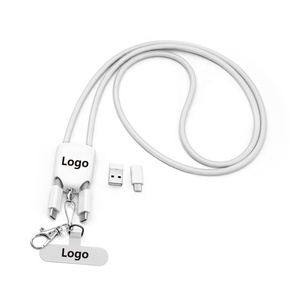 Cordon de téléphone 4-en-1 multifonctionnel avec charge rapide USB 60W, câble de données, sangle anti-perte <span class=keywords><strong>pour</strong></span> le cou, logo personnalisé, cadeau promotionnel d'entreprise - Product Image 4