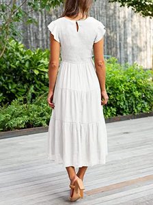 <span class=keywords><strong>Abbigliamento</strong></span> <span class=keywords><strong>Femminile</strong></span> con Maniche a Sbuffo con Pieghe, Maniche Corte Stratificate e Orlo Ampio - Product Image 4