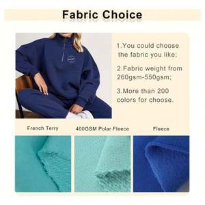 Jersey de lana gruesa con bordado personalizado al por mayor, suéter de alta calidad con hombros caídos, jersey de gran tamaño con media cremallera, Sudadera con capucha para mujer - Product Image 2