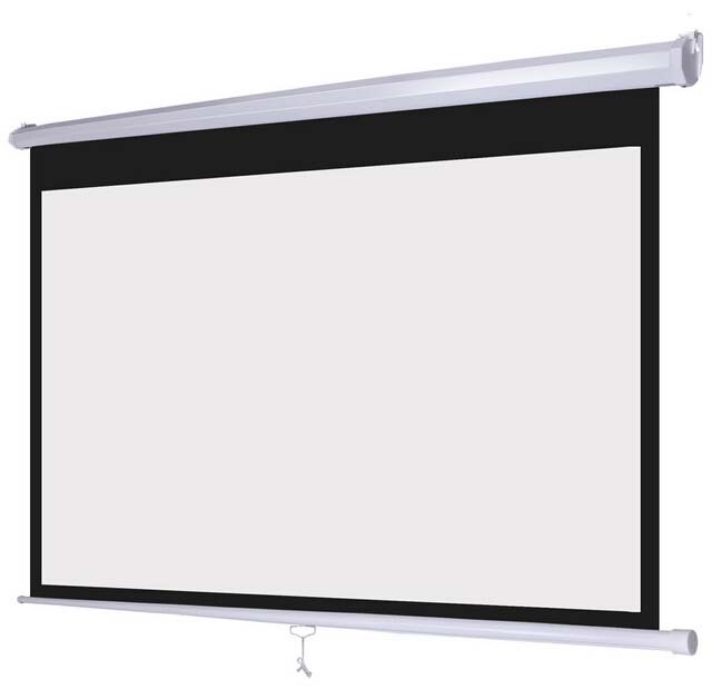 JAVES JBDMS5 60" 4:3 Manual Pull-Down Wall Mount Projection Screen for 3D HD TV Projectors Matte White 3-Year Warranty