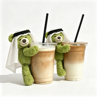 Nouvel accessoire de tasse 2026 : Mini ours en peluche avec foulard blanc amovible, super doux, pour décorer les tasses à café, rembourrage en coton PP, personnalisable