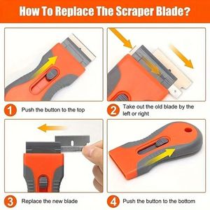 Retractable Putty Knife With Replaceable Steel Blades Orange Plastic Handle For Smoothing And Scraping Tasks - Product Image 2