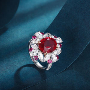 Anillo de Rubí Ovalado de 6 Quilates en Plata de Ley y Platino, Estilo Moderno, para Dropshipping - Product Image 2