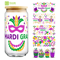 Goode Custom 16oz UV DTF pour gobelets en verre, tasses à café et enveloppes de tasses, motifs de dessins animés imperméables, transferts gaufrés 3D, thème Carnaval Chrétien