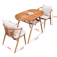 Ensemble table et 2 chaises de balcon en aluminium moderne pour appartement, hôtel et salon, utilisation extérieure, meubles de jardin durables et imperméables