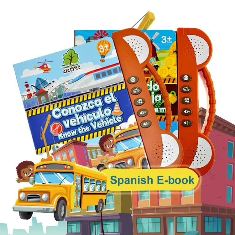 Know The Vehicle Mi E-Book Children Spanish English Phonics Educational Electronic Audio Sound Book For Kids