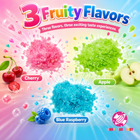 Bonbons pétillants personnalisés en gros, saveurs pomme, cerise, framboise bleue, bonbons qui éclatent pour enfants