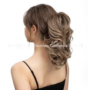 Perruque en soie haute température pour le commerce extérieur, pince à cheveux, queue de cheval <span class=keywords><strong>courte</strong></span>, boucles en fibre chimique ajustables pour femmes, désordonnée, moelleuse, naturelle - Product Image 5