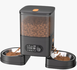 Automatic <b>Cat</b> <b>Feeder</b> With 4000mAh Battery LCD Display Timer Rechargeable Plastic Dual Bowl Indoor Use - Product Image 2