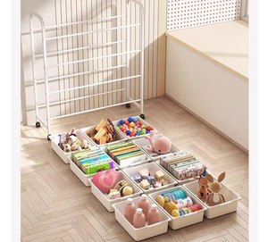 Organizador de Juguetes Móvil de Múltiples Niveles, Estantería de Almacenamiento de Gran Capacidad para Sala de Estar con Clasificación de Objetos Diversos, Color Crema - Product Image 5