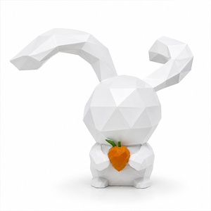 Custom <b>White</b> Geometric Rabbit Fiberglass Sculpture Modern Low Poly Outdoor Garden Park Plaza Landscape Decor Manufacturer - Product Image 2