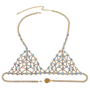 Bijoux 2023 Sexy pour femmes, débardeur dos nu sexy, soutien-gorge, sous-vêtements, chaîne de corps complète en cristal de strass - Product Image 5