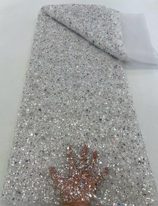 NI.AI 美丽串珠蕾丝面料亮片网状蕾丝面料新款网状蕾丝带大宝石适合女士婚礼派对 - Product Image 5