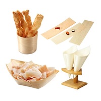 Barquettes alimentaires en bois de peuplier naturel, plateaux jetables biodégradables pour sushis et événements de restauration