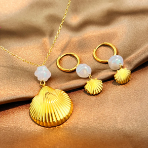 Collar de Acero Inoxidable 304 Chapado en Oro de 18K con Cuentas de Estrella de Mar y Concha para Mujer, Joyería de Moda, Perfecto para Uso Diario, Estilo Veraniego - Product Image 6