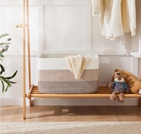Nouveau panier en corde de coton rustique écologique, de forme rectangulaire, tissé, multifonctionnel, en tissu naturel, élégant