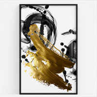 Art mural abstrait noir, blanc et or en fer et aluminium, impression à la craie, pour salon, bureau, hôtel, intérieurs modernes art déco