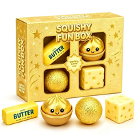 Lot de 24 jouets anti-stress souple à rebond lent en forme de cubes de poulet au fromage, boîte de jouets à presser