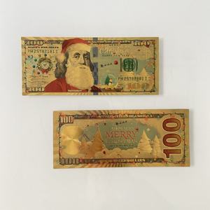 Noel hatıra $2 100 altın kaplama Metal çift taraflı katlanır para banknot paskalya cadılar bayramı Prop hediye - Product Image 6