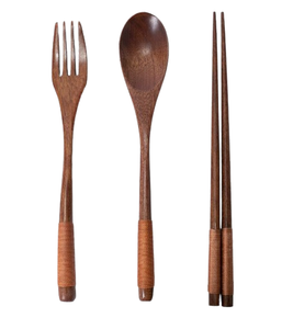 Ensemble de cinq cuillères en bois couverts de cuisine couverts de table pour la maison hôtel restaurant couverts en bois - Product Image 2