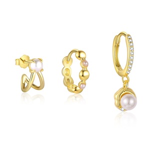 Elegante Pendiente de Aro con <span class=keywords><strong>Cadena</strong></span> de Flecos y Estrella de Ojo de Caballo en <span class=keywords><strong>Plata</strong></span> de Ley 925, con Circonita y Baño de Oro, Ideal para Regalo de Compromiso - Product Image 4