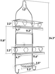 Bathroom Hanging <strong>Shower</strong> Head <strong>Caddy</strong> Organizer, Three Tier, Rust Proof Premium <strong>Hanger</strong> Design With Suction Cups, Hooks - Product Image 4