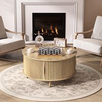 Mesa de Centro Convertible de Madera Clara con Tapa Abatible y Almacenamiento Oculto, Diseño Escandinavo para Sala de Estar