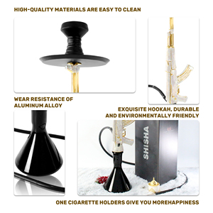Sheesha <span class=keywords><strong>AK47</strong></span> Shisha Hookah, set de narguile personalizado, diseño de pistola de lujo grande, 18x88CM, Shisha AK Hookahs para bar y fiesta en casa, fumar - Product Image 6