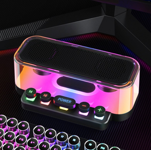 Nouveau Subwoofer RGB Transparent pour Mini Haut-parleur d'<span class=keywords><strong>Ordinateur</strong></span> <span class=keywords><strong>de</strong></span> <span class=keywords><strong>Bureau</strong></span> avec Boutons Mécaniques Créatifs USB Audio et Horloge en Plastique - Product Image 5