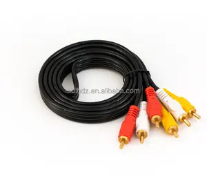 3 Rca Male to 3 Rca Male kabel video Audio pria lapis emas 1.4m untuk set-top box VCR DVD