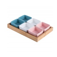 Square KTV Snack Compartment Plate Porcelain Platter with Stand Microwave Safe Minimalist Design Dry Fruit Nuts Sauce Dish